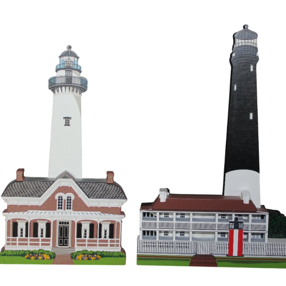 Shelias Lighthouse Set Pensacola FL St Simons Island GA Shelf Sitter Collectible
